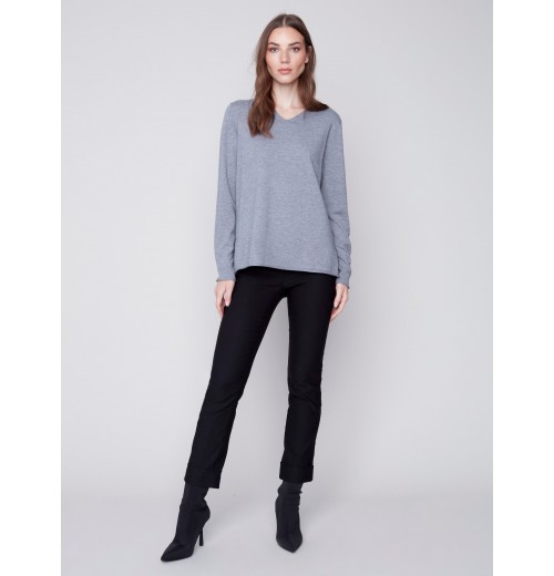 Basic V-Neck Sweater - Gray