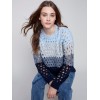 Striped Net Stitch Sweater - Indigo