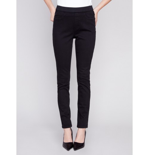 Twill Pull-On Pants - Black