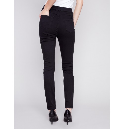 Twill Pull-On Pants - Black