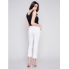 Capri Pants with Hem Slit - White