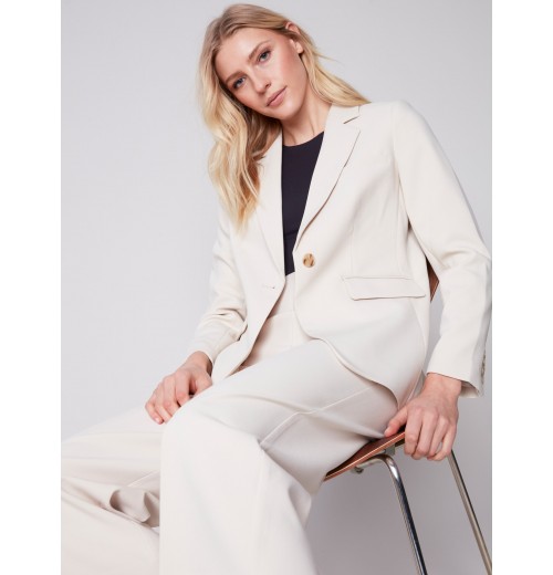 Blazer with Ruched Back - Beige