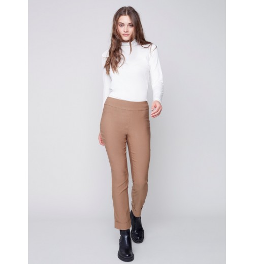 Bengaline Pull-on Pants with Cuff - Truffle