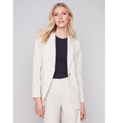 Blazer with Ruched Back - Beige