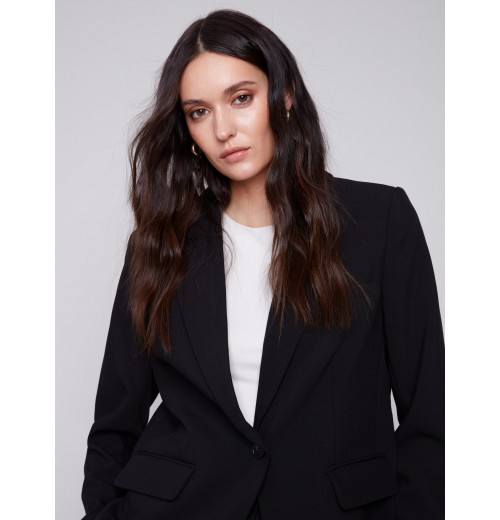 Blazer with Ruched Back - Black