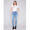 Bootcut Jeans with Asymmetrical Hem - Light Blue