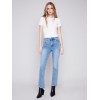 Bootcut Jeans with Asymmetrical Hem - Light Blue