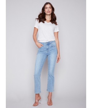 Bootcut Stretch Denim Pants - Light Blue