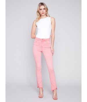 Bootcut Twill Pants with Asymmetrical Hem - Tulip