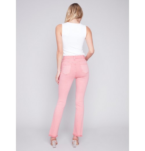 Bootcut Twill Pants with Asymmetrical Hem - Tulip