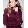 Cowl Neck Sweater with Button Detail - Port