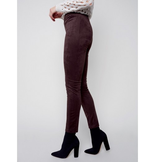 Faux Suede Leggings - Chocolate