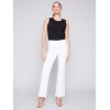 Flare Twill Pants with Decorative Buttons - White