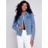 Jean Jacket with Frayed Edges - Medium Blue