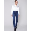 Jeans with Eyelet Hem Detail - Indigo