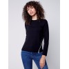 Knit Sweater with Diagonal Zipper Detail - Black