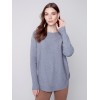 Knit Sweater with Lace-up Cuffs - Gray