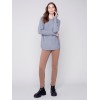 Knit Sweater with Lace-up Cuffs - Gray