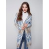 Long Jacquard Knit Cardigan - Denim