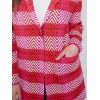 Long Plaid Cardigan with Shawl Collar - Orchid