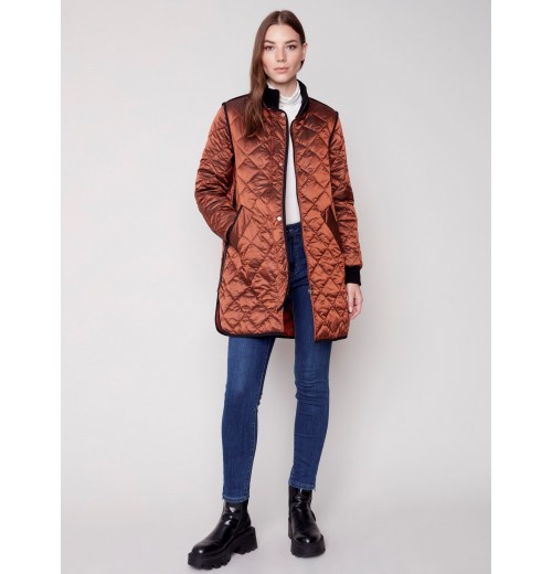 Long Quilted Puffer Jacket - Cinnamon