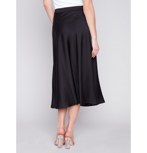 Long Satin Skirt - Black