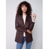 Long Vintage Faux Suede Jacket - Chocolate