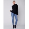 Mock Neck Rib Sweater - Black