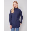 Mock Neck Tunic Sweater - Denim