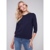 Organic Cotton Slub Knit Top - Navy