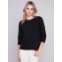 Organic Cotton Slub Knit Top - Black