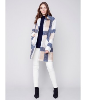 Plaid Bouclé Knit Coat - Snowflake