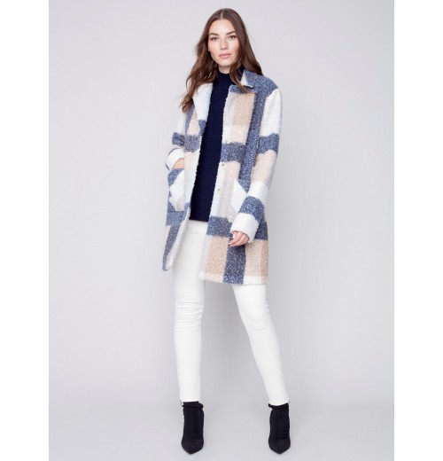 Plaid Bouclé Knit Coat - Snowflake