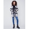 Plaid Bouclé Knit Coat - Black & Cream