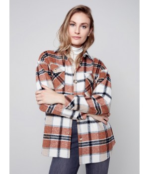 Plaid Flannel Shirt Jacket - Cider