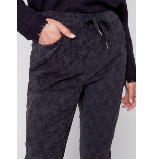 Printed Corduroy Crinkle Jogger Pants - Port