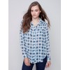 Printed Crinkle Georgette Blouse - Denim