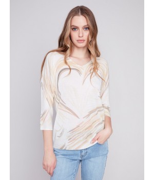 Printed Dolman Sweater - Stone