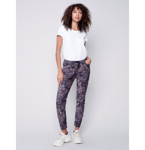 Printed Suede Crinkle Jogger Pants - Paisley