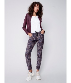 Printed Suede Crinkle Jogger Pants - Paisley