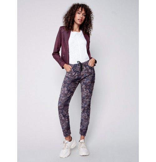 Printed Suede Crinkle Jogger Pants - Paisley