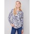 Reversible Printed Sweater with Frayed Edge - Denim