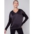 Satin and Jersey Knit Top - Black