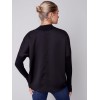 Satin Knit Top with Mock Neck - Black