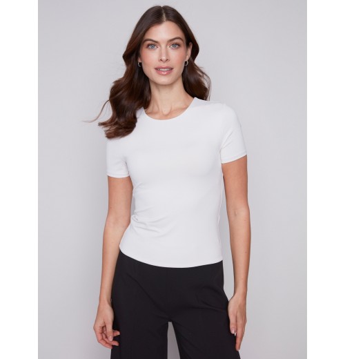 Short-Sleeved Super Stretch Top - Natural