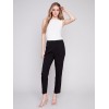 Side Slit Tapered Pants - Black