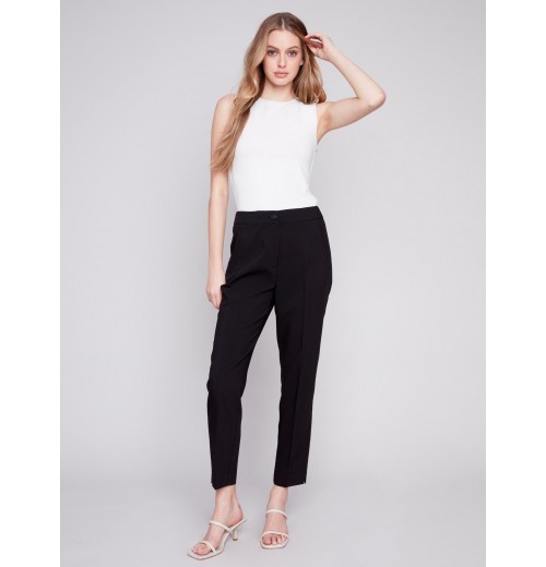 Side Slit Tapered Pants - Black