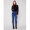 Skinny Jeans with Embroidered Scalloped Hem - Blue Jean