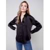 Solid Gutsy Satin Shirt - Black