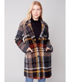 Straight Cut Bouclé Knit Coat - Gold